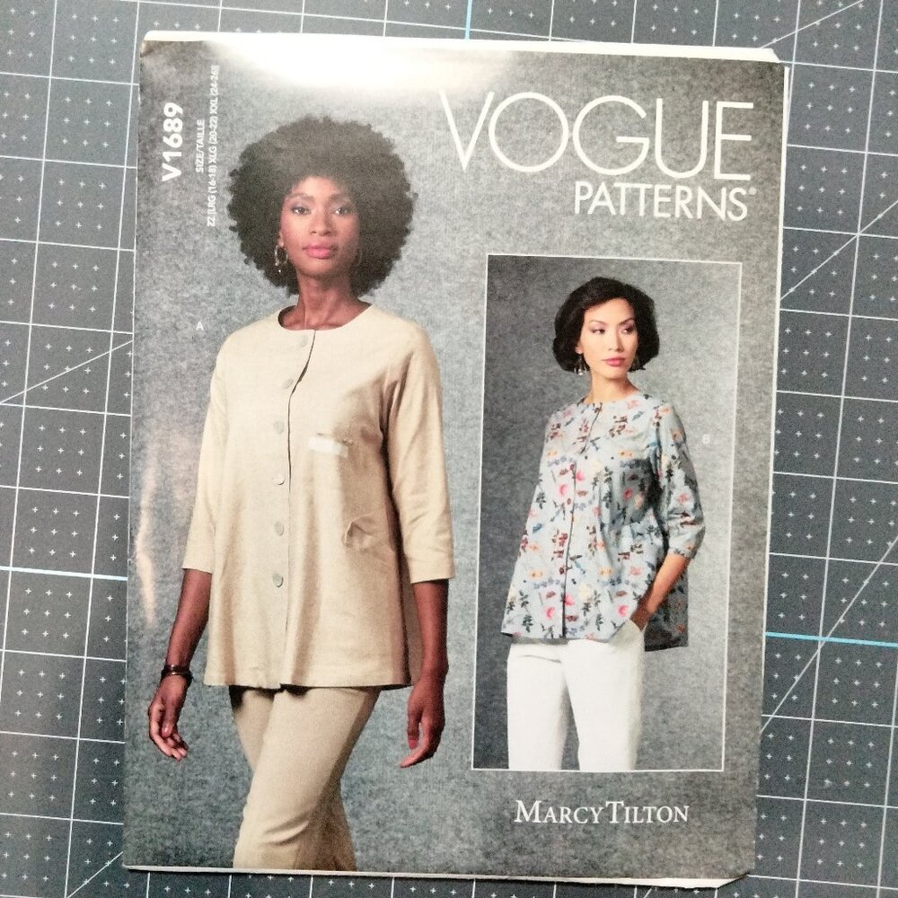 V1689 Marcy Tilton Vogue Pattern, L-XXL, Misses' Jacket, Uncut, FF, OOP